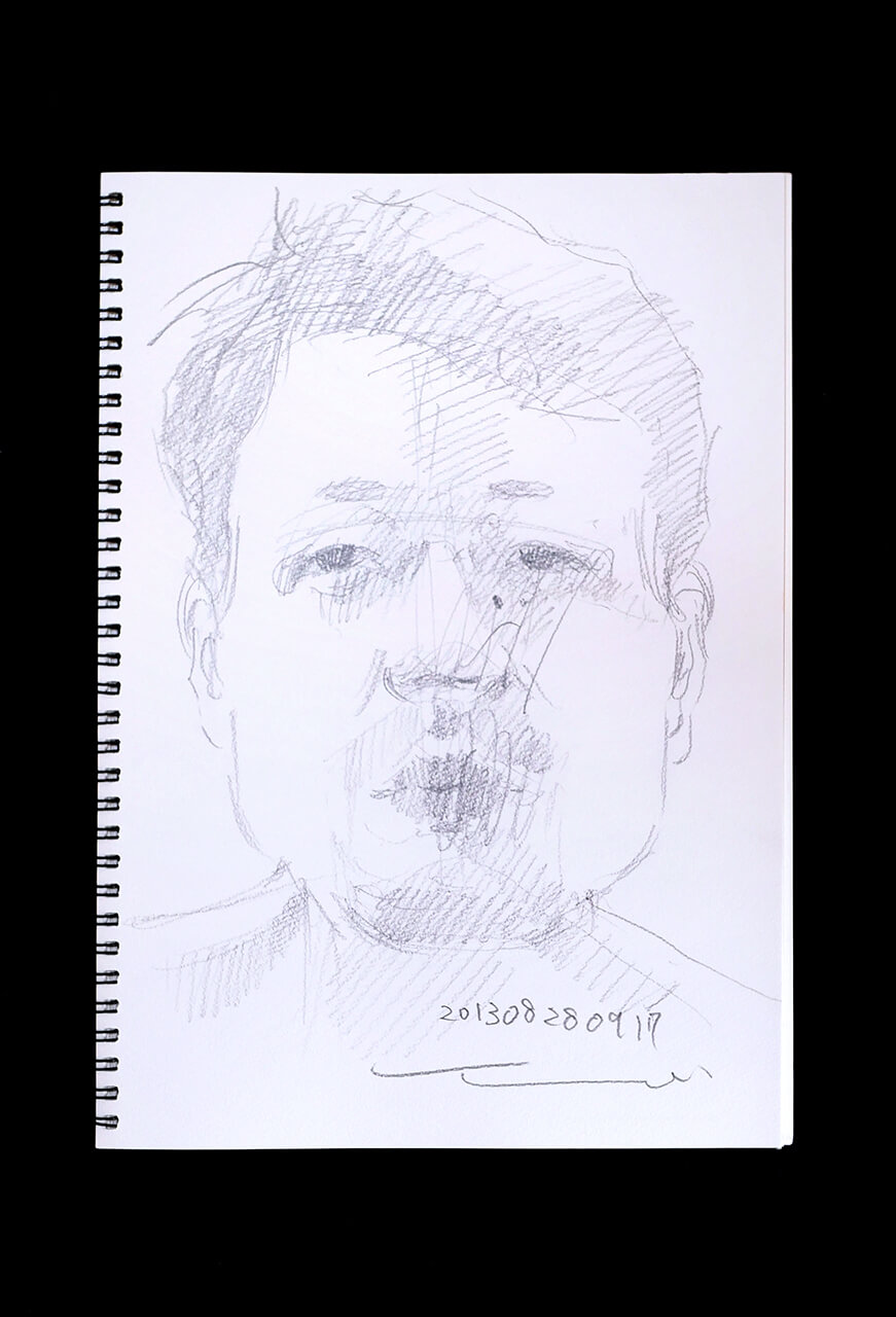 Contemporary artist SHINTAKU Tomoni's 2013/8/28 Self-portrait or pencil drawing