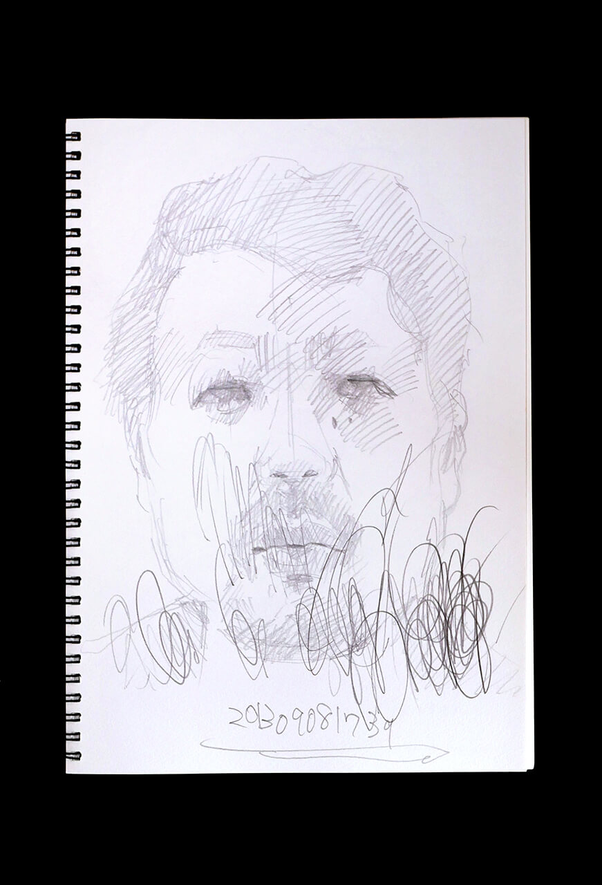 Contemporary artist SHINTAKU Tomoni's 2013/9/8 Self-portrait or pencil drawing