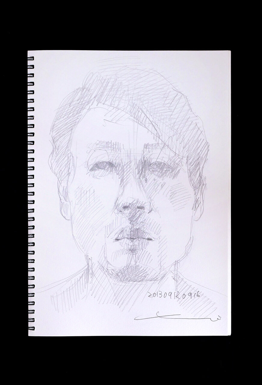 Contemporary artist SHINTAKU Tomoni's 2013/9/12 Self-portrait or pencil drawing