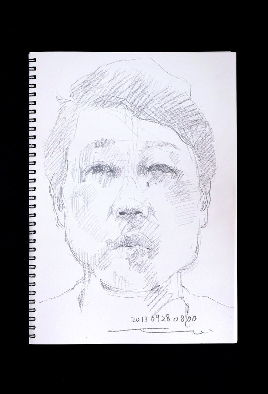 Contemporary artist SHINTAKU Tomoni's 2013/9/28 Self-portrait or pencil drawing