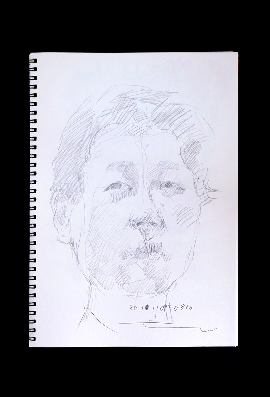 Contemporary artist SHINTAKU Tomoni's 2013/11/17 Self-portrait or pencil drawing