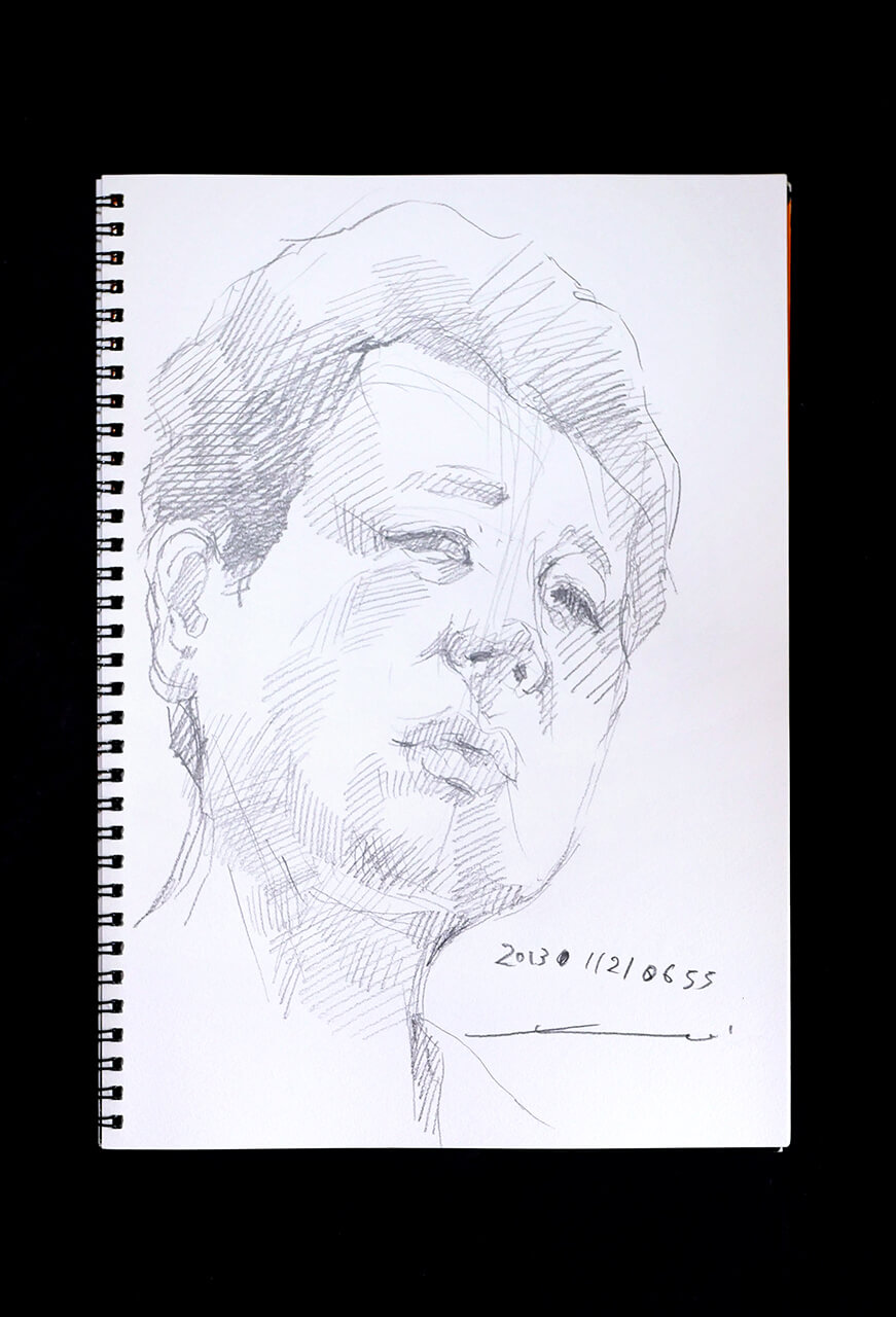 Contemporary artist SHINTAKU Tomoni's 2013/11/21 Self-portrait or pencil drawing
