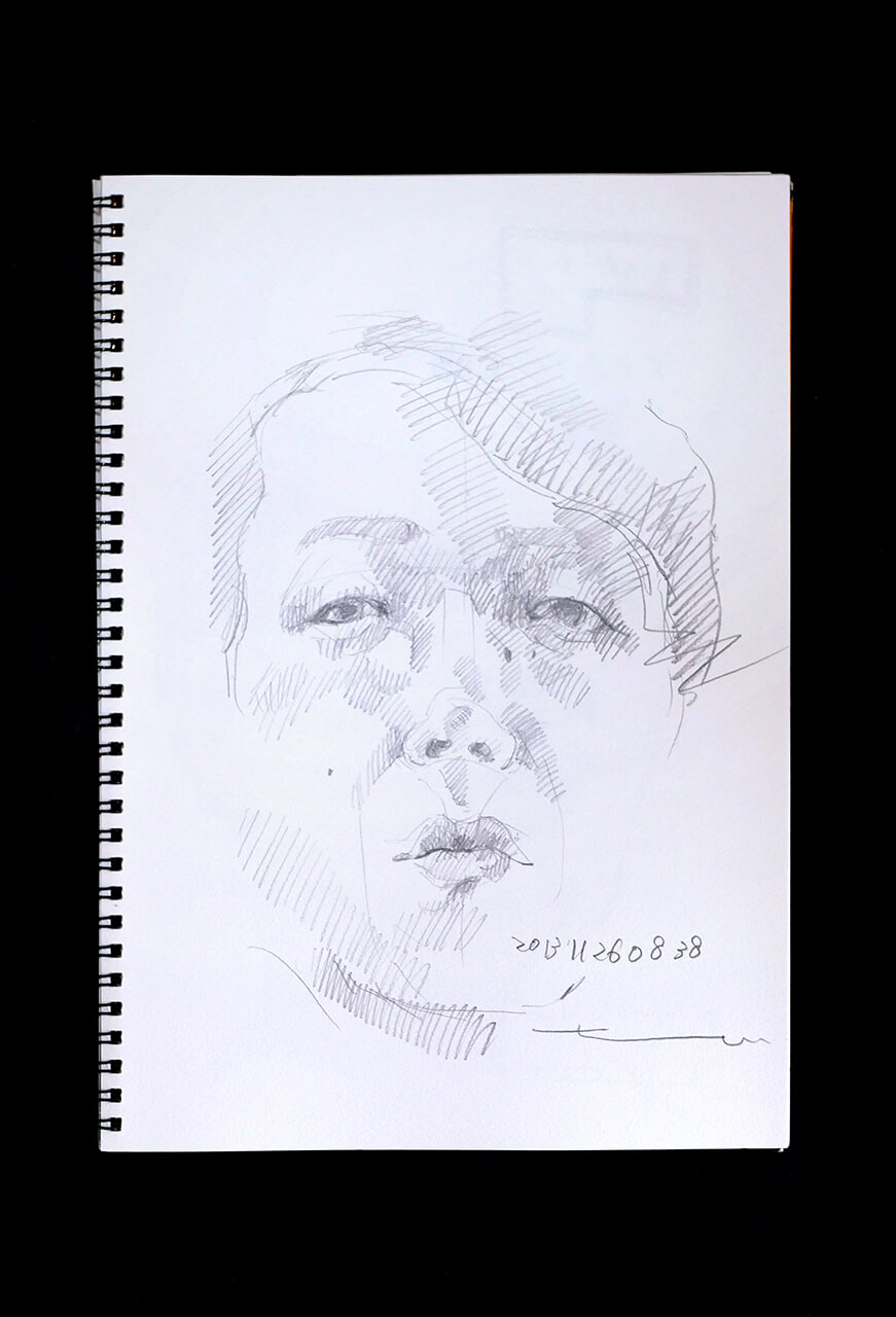 Contemporary artist SHINTAKU Tomoni's 2013/11/26 Self-portrait or pencil drawing