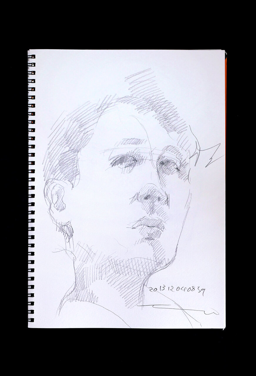 Contemporary artist SHINTAKU Tomoni's 2013/12/4 Self-portrait or pencil drawing