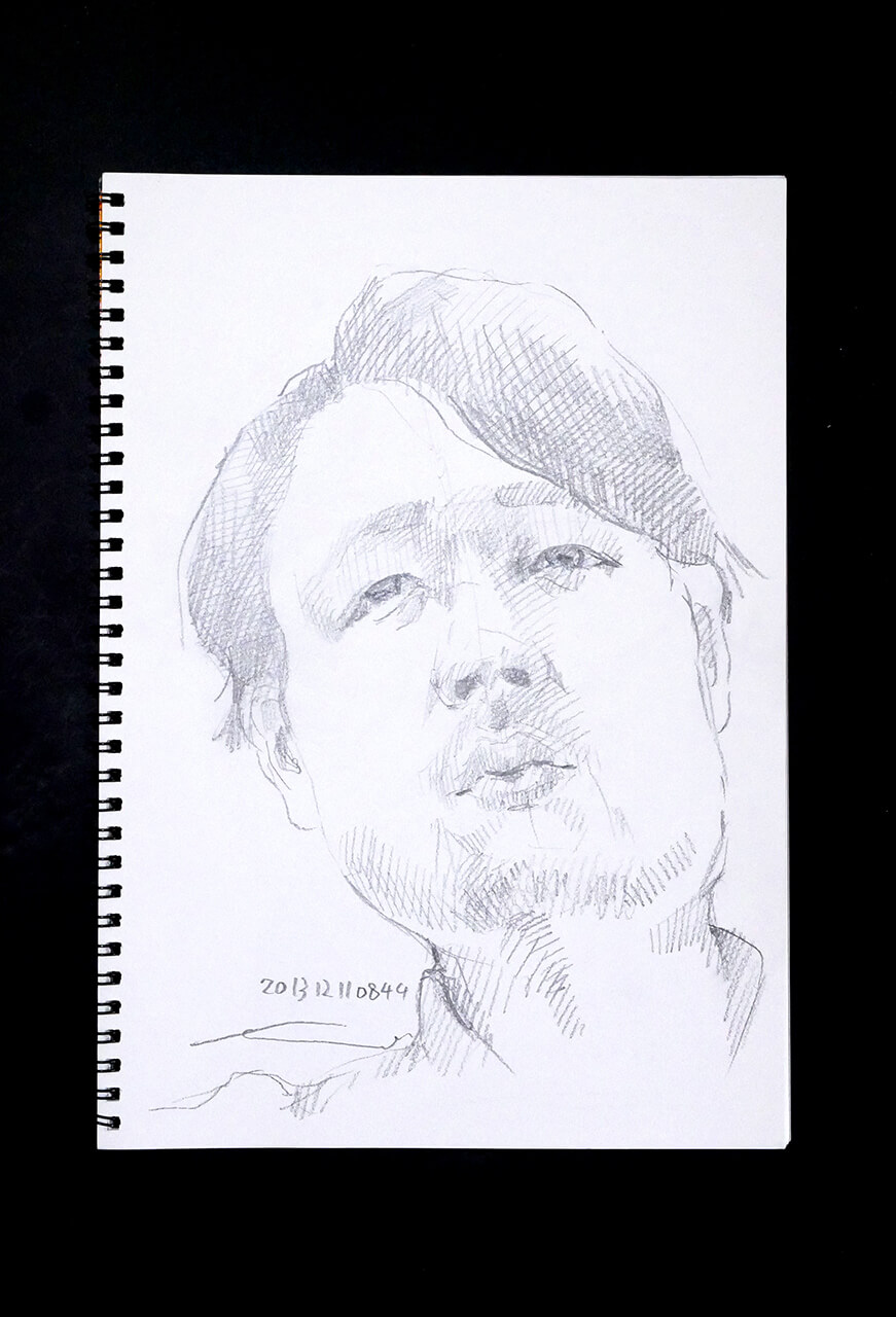 Contemporary artist SHINTAKU Tomoni's 2013/12/11 Self-portrait or pencil drawing