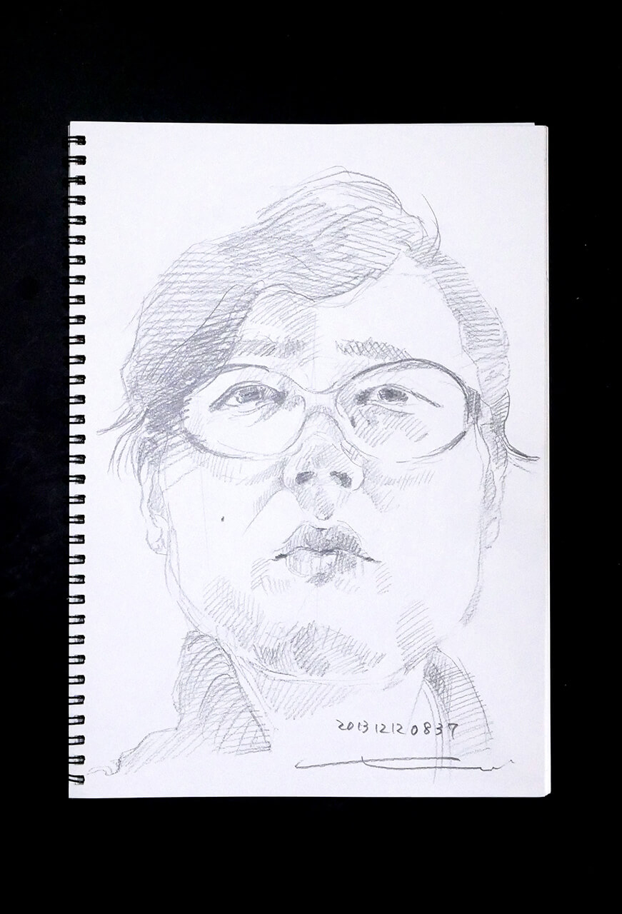 Contemporary artist SHINTAKU Tomoni's 2013/12/12 Self-portrait or pencil drawing