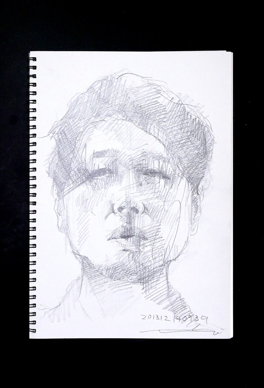 Contemporary artist SHINTAKU Tomoni's 2013/12/14 Self-portrait or pencil drawing