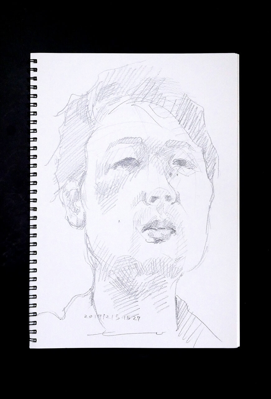 Contemporary artist SHINTAKU Tomoni's 2013/12/15 Self-portrait or pencil drawing