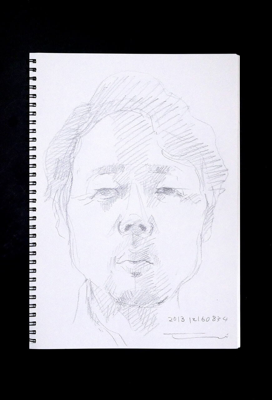 Contemporary artist SHINTAKU Tomoni's 2013/12/16 Self-portrait or pencil drawing