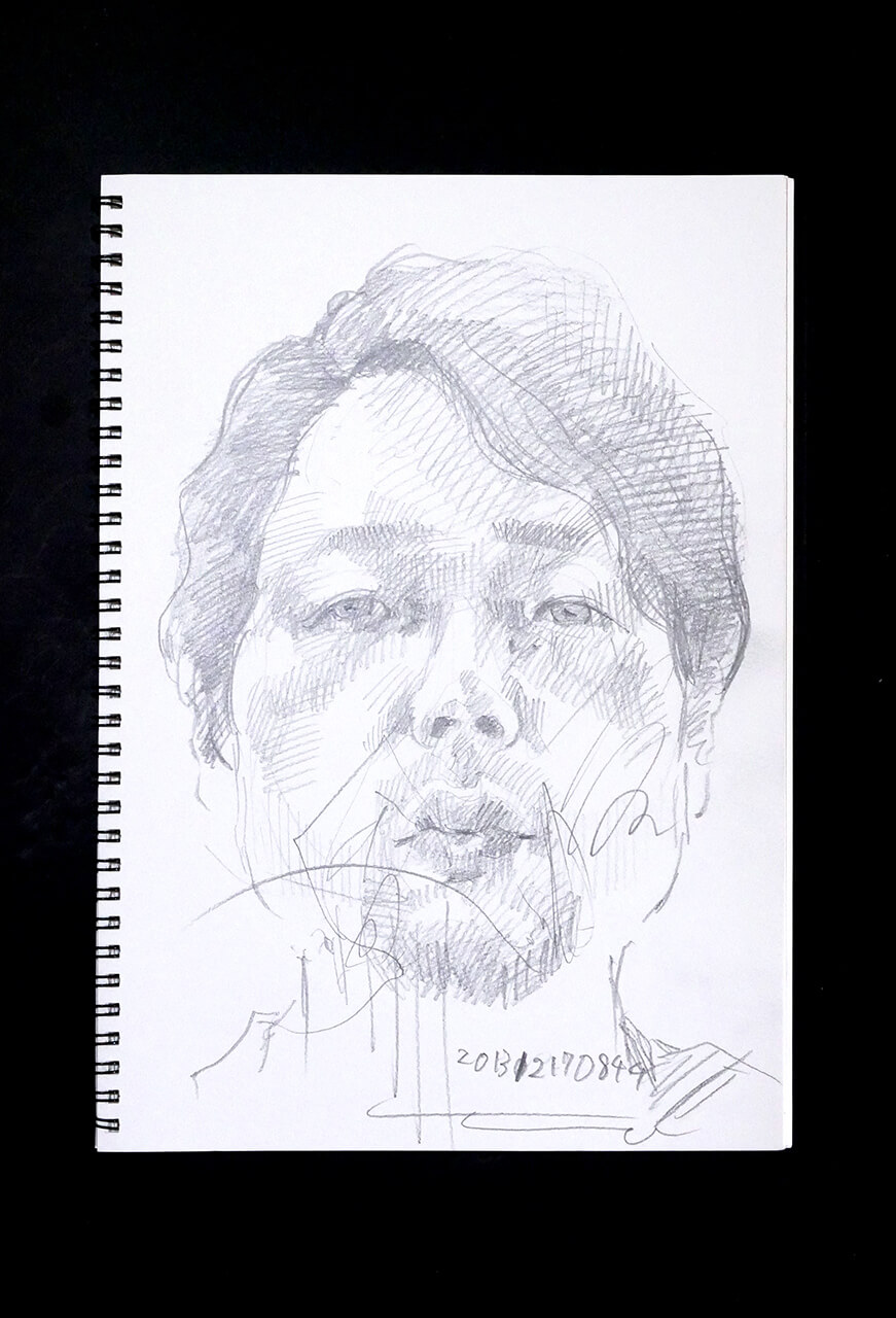 Contemporary artist SHINTAKU Tomoni's 2013/12/17 Self-portrait or pencil drawing