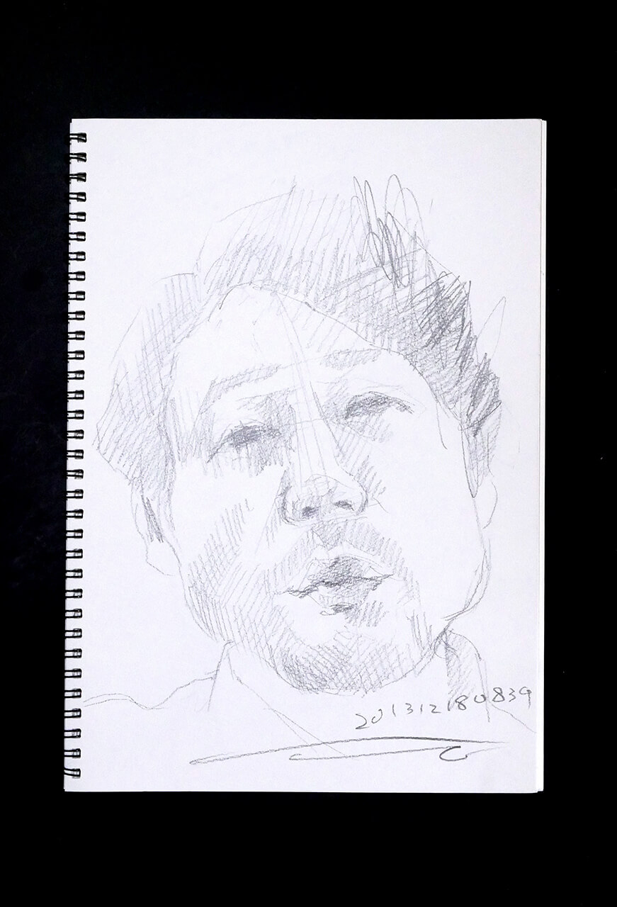 Contemporary artist SHINTAKU Tomoni's 2013/12/18 Self-portrait or pencil drawing