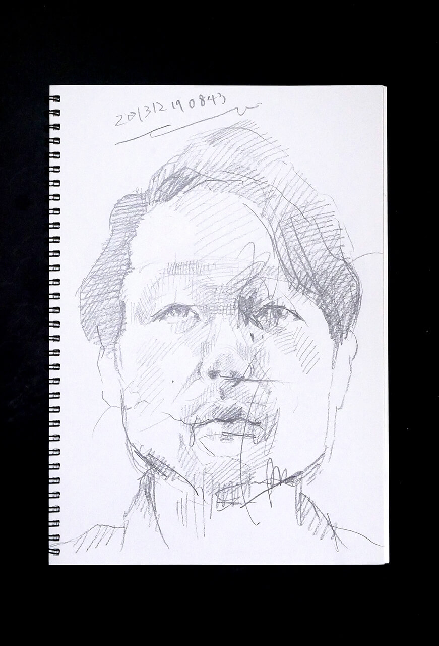 Contemporary artist SHINTAKU Tomoni's 2013/12/19 Self-portrait or pencil drawing