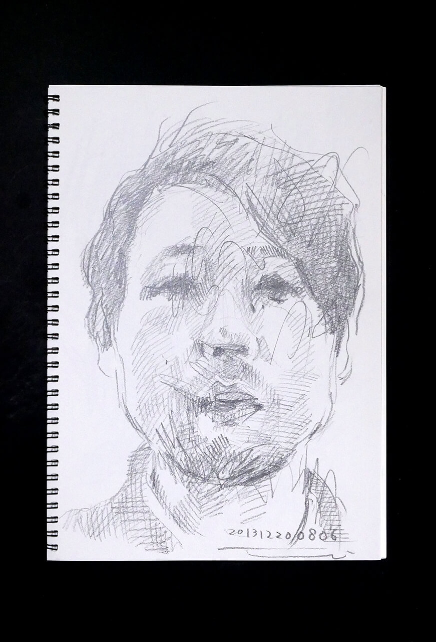 Contemporary artist SHINTAKU Tomoni's 2013/12/20 Self-portrait or pencil drawing