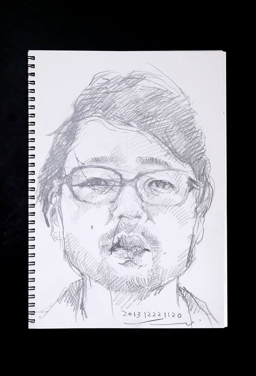 Contemporary artist SHINTAKU Tomoni's 2013/12/22 Self-portrait or pencil drawing