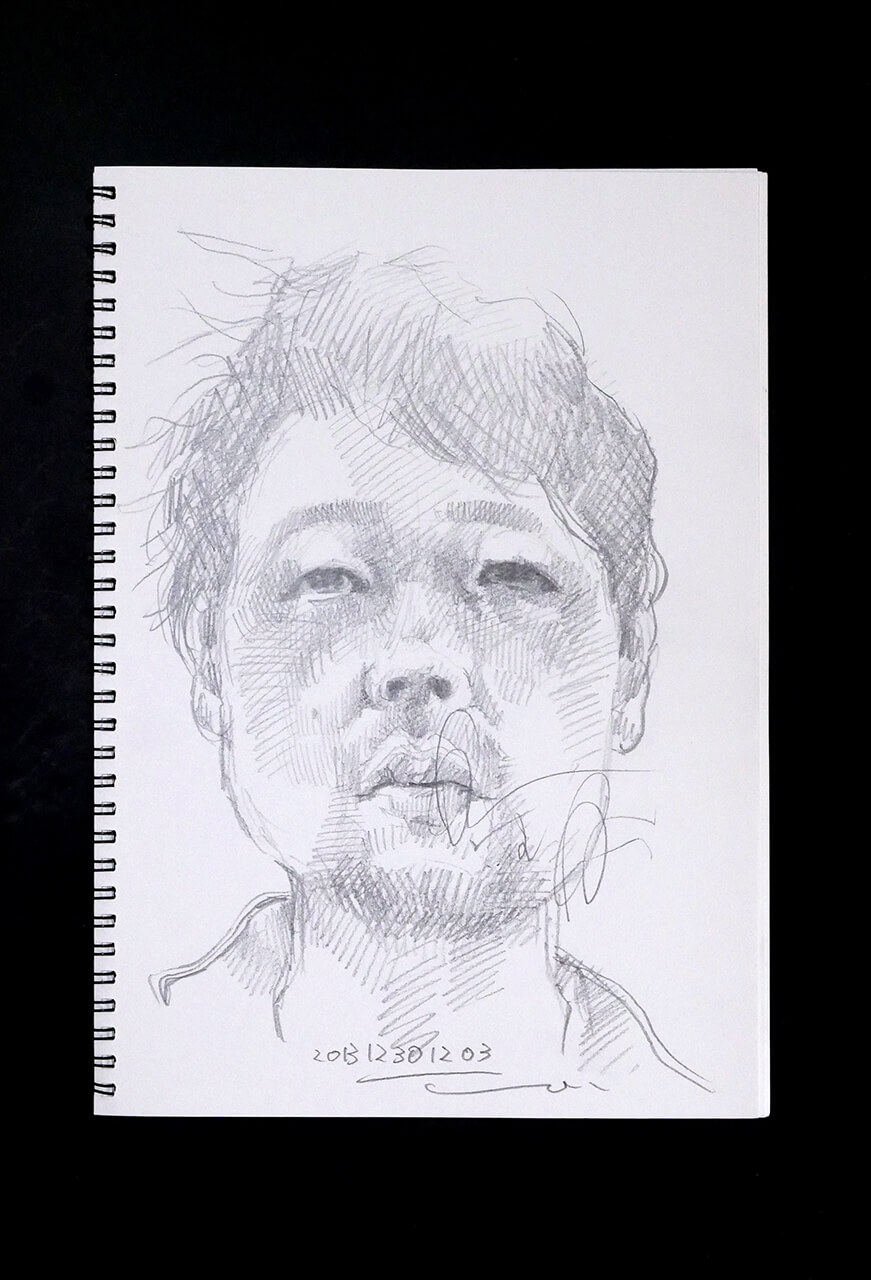Contemporary artist SHINTAKU Tomoni's 2013/12/23 Self-portrait or pencil drawing