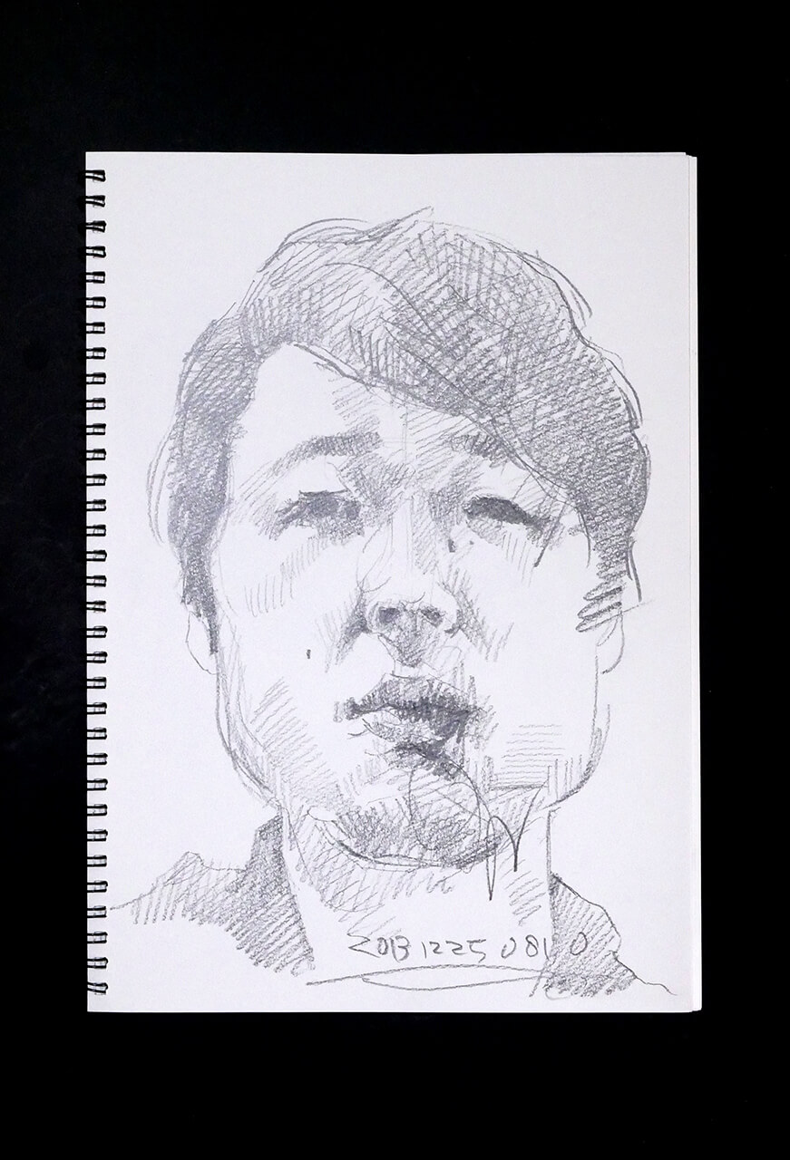 Contemporary artist SHINTAKU Tomoni's 2013/12/25 Self-portrait or pencil drawing