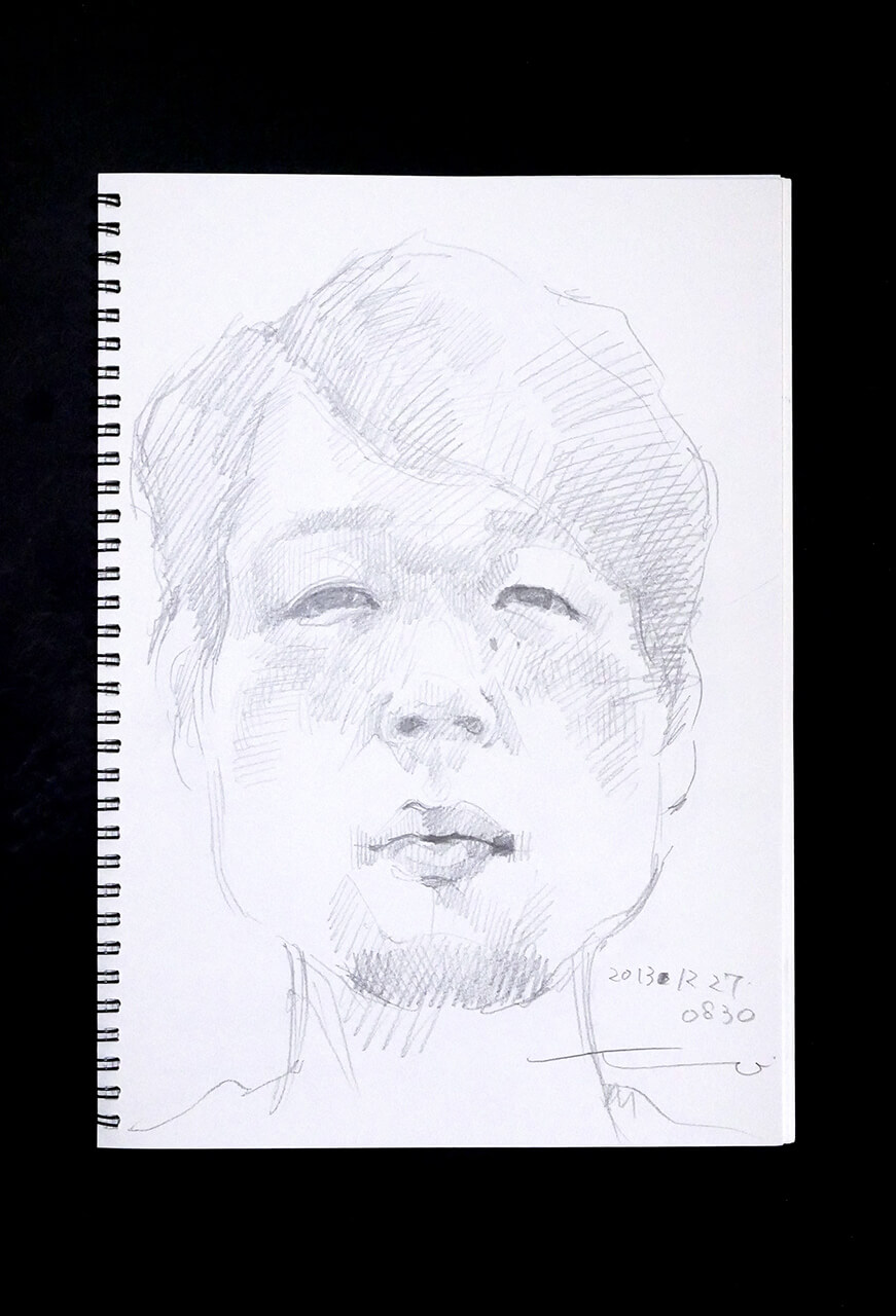 Contemporary artist SHINTAKU Tomoni's 2013/12/27 Self-portrait or pencil drawing