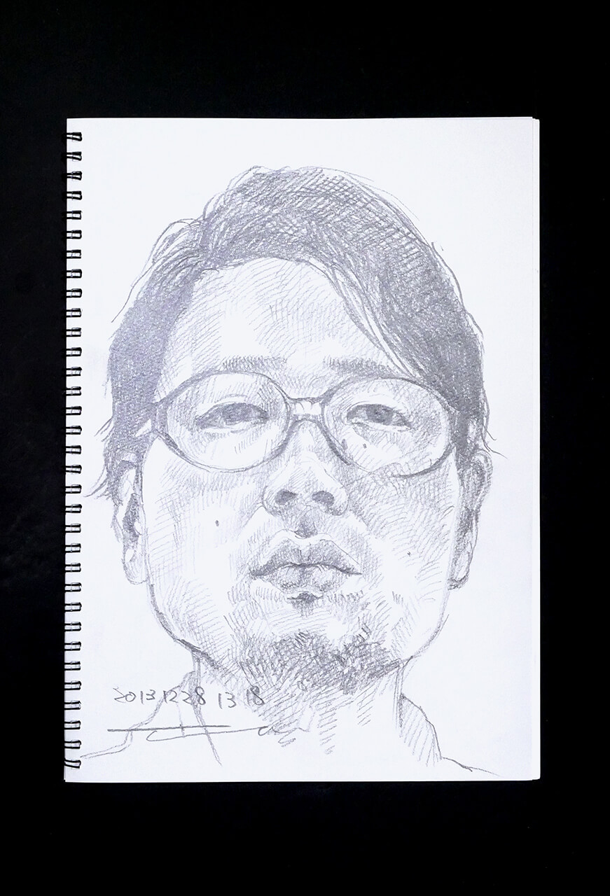 Contemporary artist SHINTAKU Tomoni's 2013/12/28 Self-portrait or pencil drawing