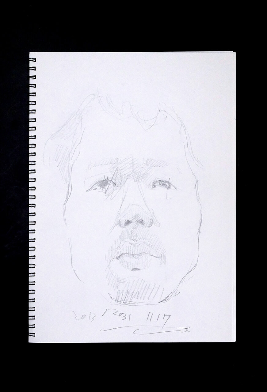 Contemporary artist SHINTAKU Tomoni's 2013/12/31 Self-portrait or pencil drawing