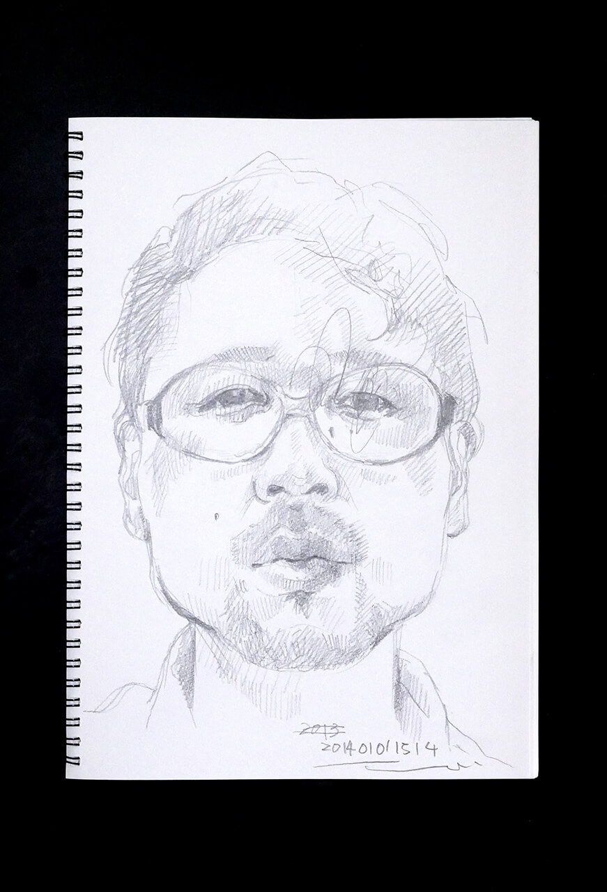 Contemporary artist SHINTAKU Tomoni's 2014/1/1 Self-portrait or pencil drawing