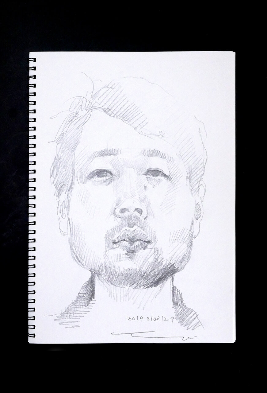 Contemporary artist SHINTAKU Tomoni's 2014/1/2 Self-portrait or pencil drawing