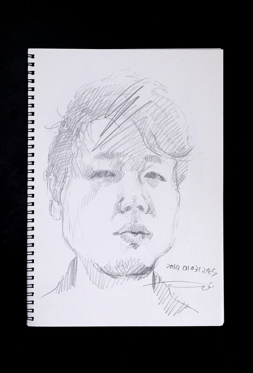 Contemporary artist SHINTAKU Tomoni's 2014/1/3 Self-portrait or pencil drawing