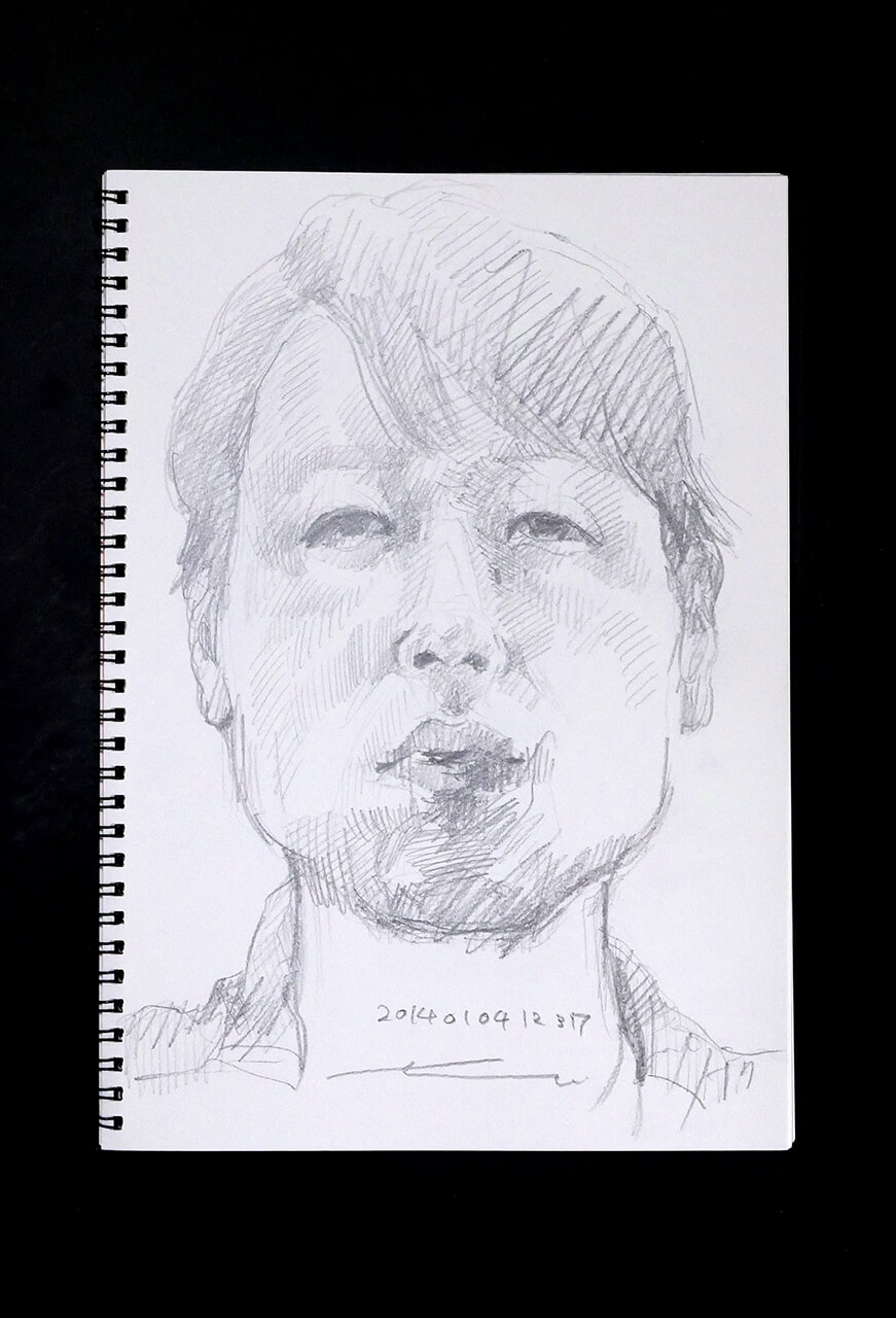 Contemporary artist SHINTAKU Tomoni's 2014/1/4 Self-portrait or pencil drawing