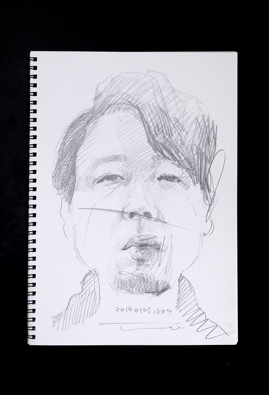Contemporary artist SHINTAKU Tomoni's 2014/1/5 Self-portrait or pencil drawing
