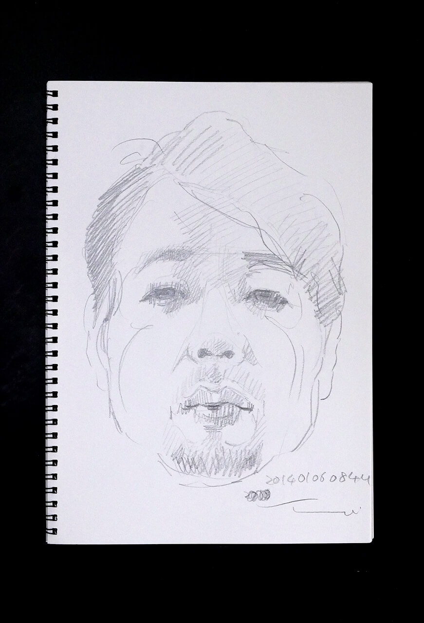 Contemporary artist SHINTAKU Tomoni's 2014/1/6 Self-portrait or pencil drawing