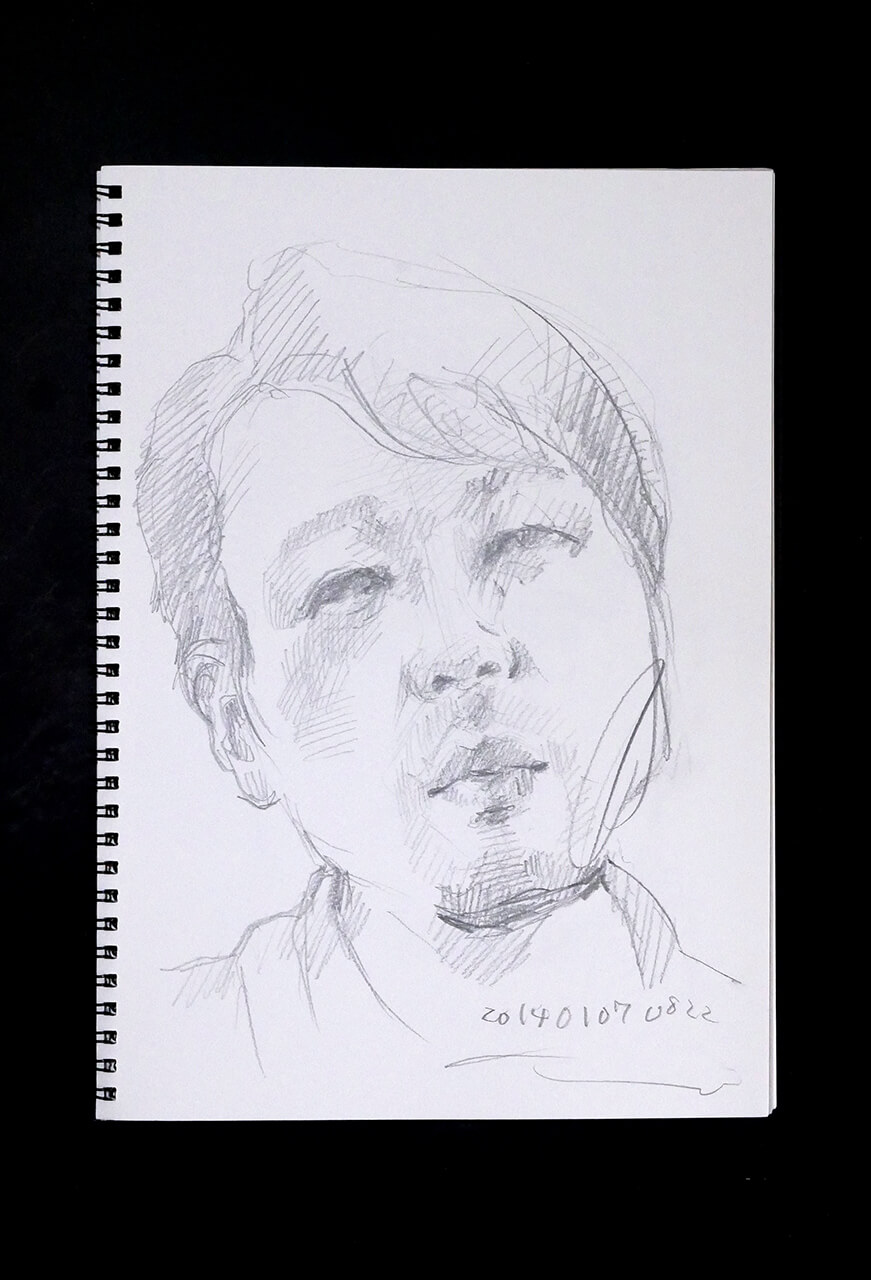 Contemporary artist SHINTAKU Tomoni's 2014/1/7 Self-portrait or pencil drawing