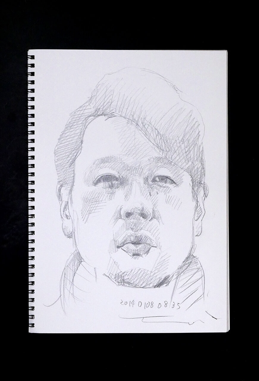 Contemporary artist SHINTAKU Tomoni's 2014/1/8 Self-portrait or pencil drawing