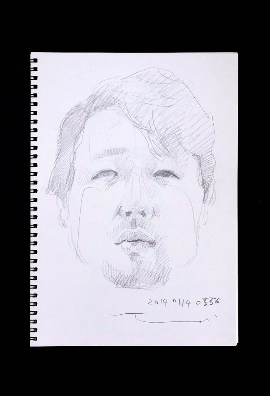 Contemporary artist SHINTAKU Tomoni's 2014/1/14 Self-portrait or pencil drawing