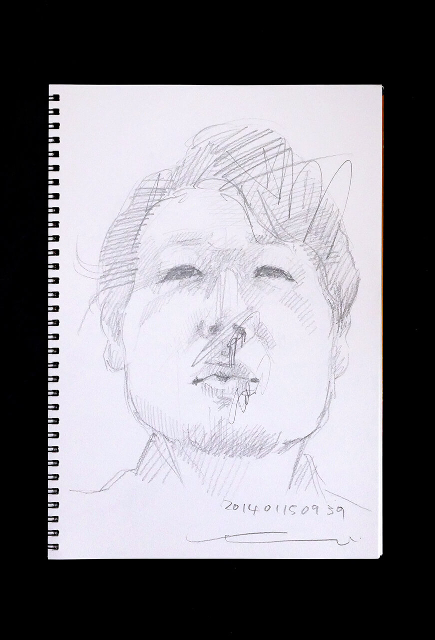 Contemporary artist SHINTAKU Tomoni's 2014/1/15 Self-portrait or pencil drawing