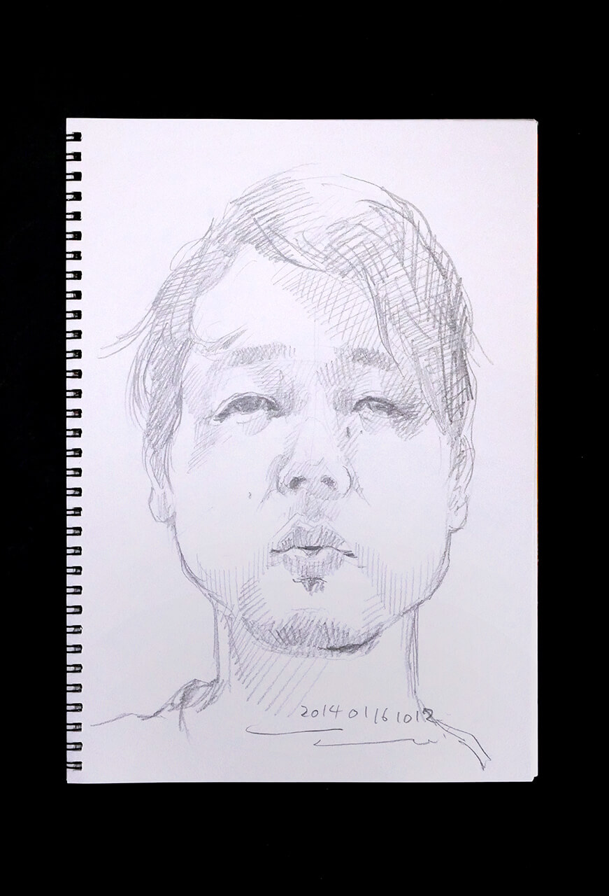 Contemporary artist SHINTAKU Tomoni's 2014/1/16 Self-portrait or pencil drawing