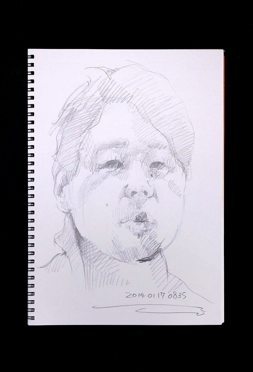 Contemporary artist SHINTAKU Tomoni's 2014/1/17 Self-portrait or pencil drawing