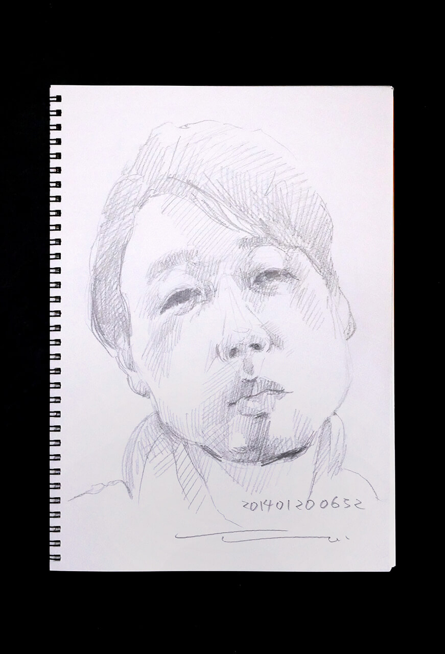 Contemporary artist SHINTAKU Tomoni's 2014/1/20 Self-portrait or pencil drawing