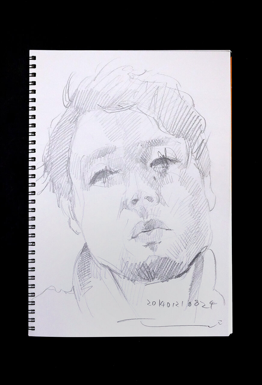 Contemporary artist SHINTAKU Tomoni's 2014/1/21 Self-portrait or pencil drawing