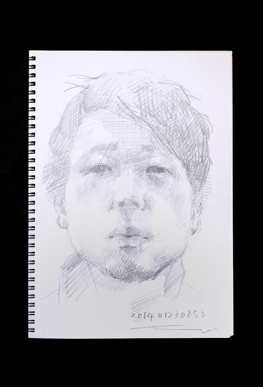 Contemporary artist SHINTAKU Tomoni's 2014/1/23 Self-portrait or pencil drawing
