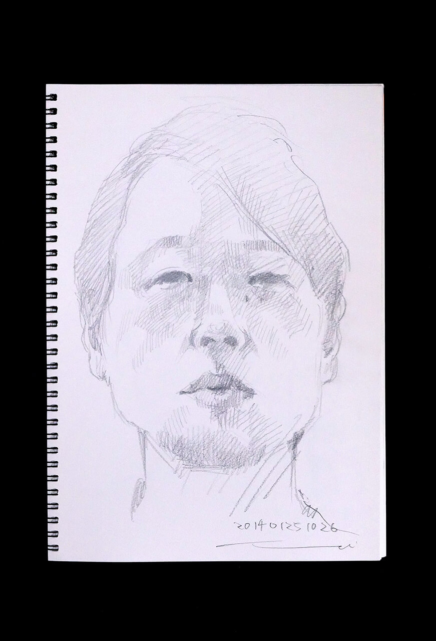 Contemporary artist SHINTAKU Tomoni's 2014/1/25 Self-portrait or pencil drawing