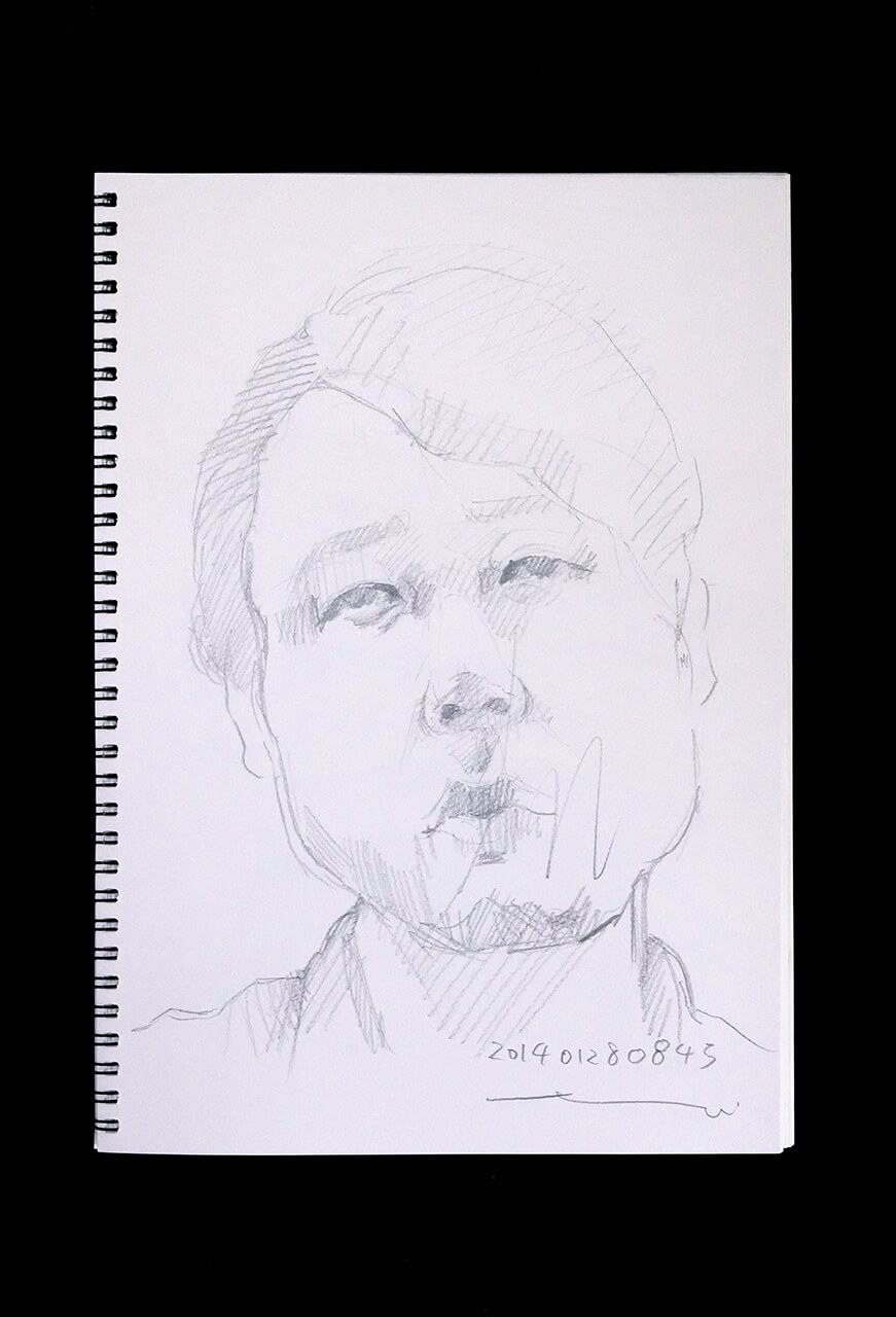 Contemporary artist SHINTAKU Tomoni's 2014/1/28 Self-portrait or pencil drawing