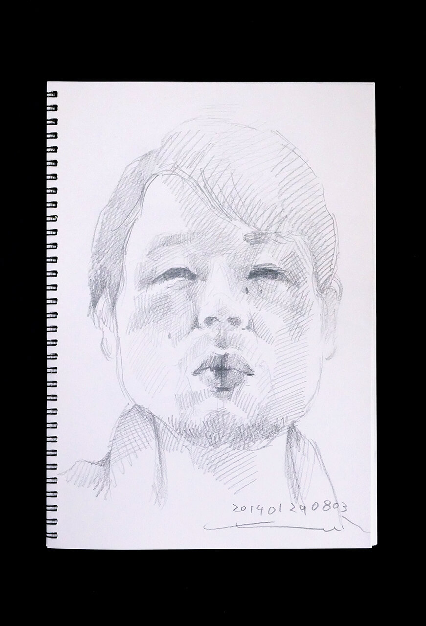 Contemporary artist SHINTAKU Tomoni's 2014/1/29 Self-portrait or pencil drawing