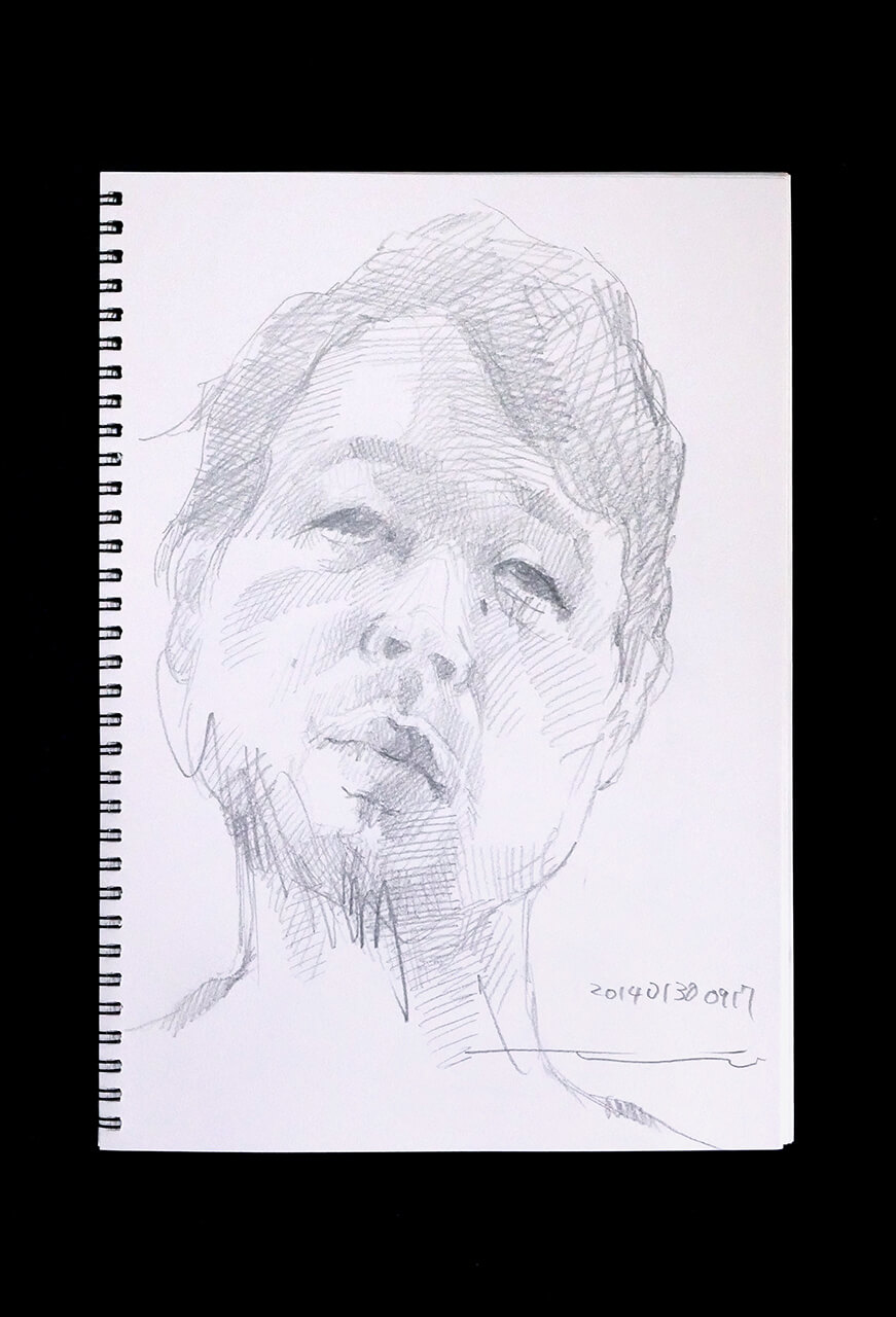 Contemporary artist SHINTAKU Tomoni's 2014/1/30 Self-portrait or pencil drawing