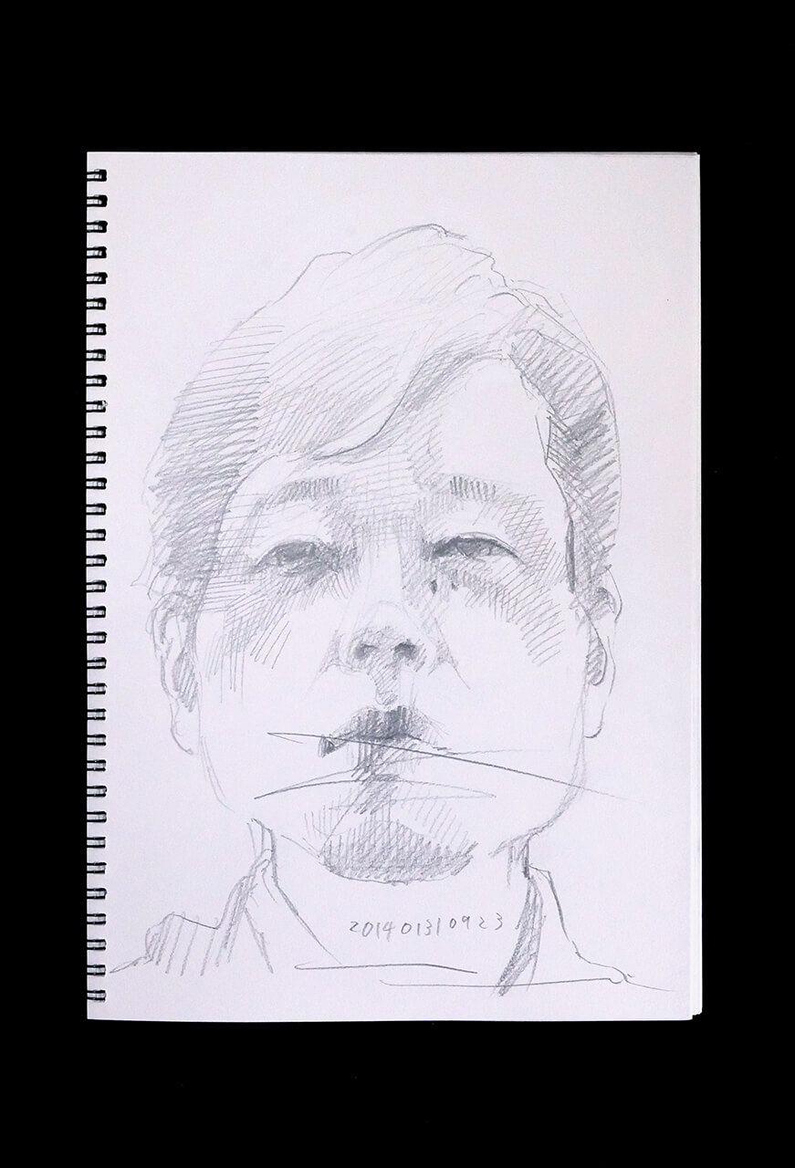 Contemporary artist SHINTAKU Tomoni's 2014/1/31 Self-portrait or pencil drawing