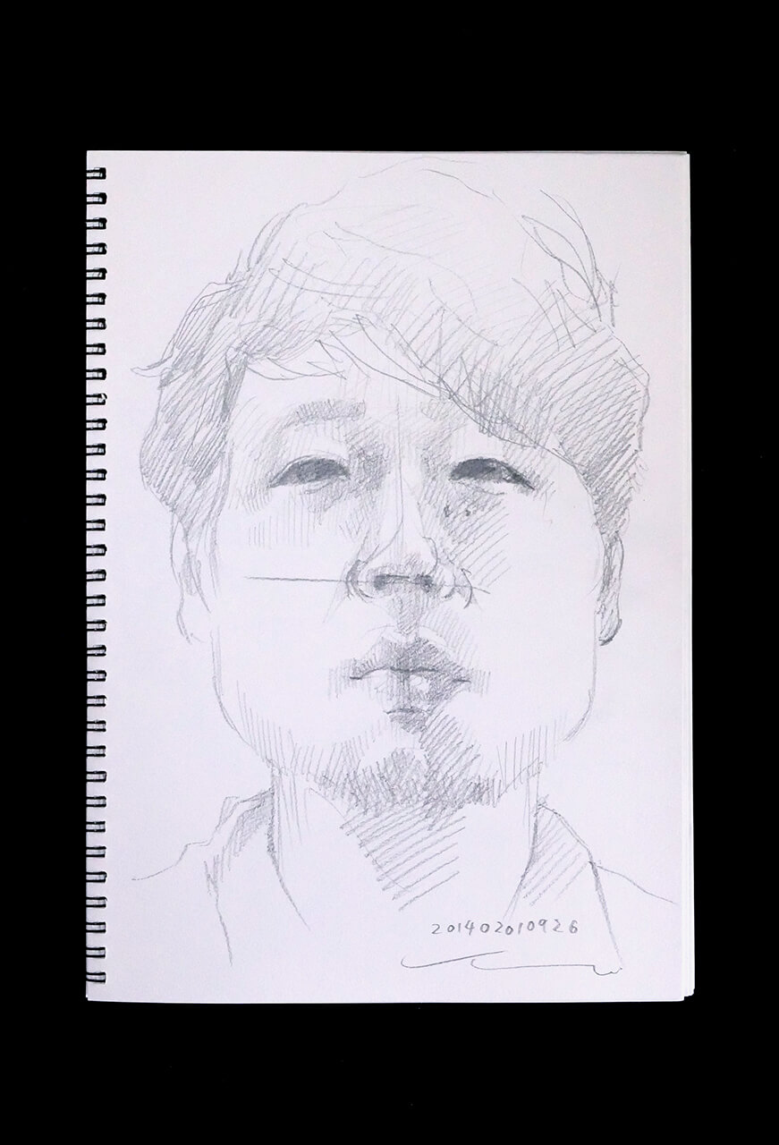 Contemporary artist SHINTAKU Tomoni's 2014/2/1 Self-portrait or pencil drawing