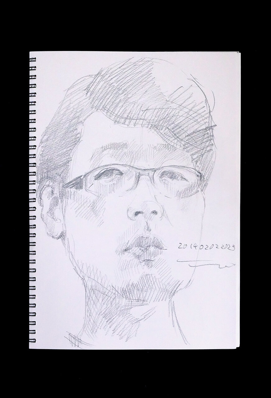 Contemporary artist SHINTAKU Tomoni's 2014/2/2 Self-portrait or pencil drawing