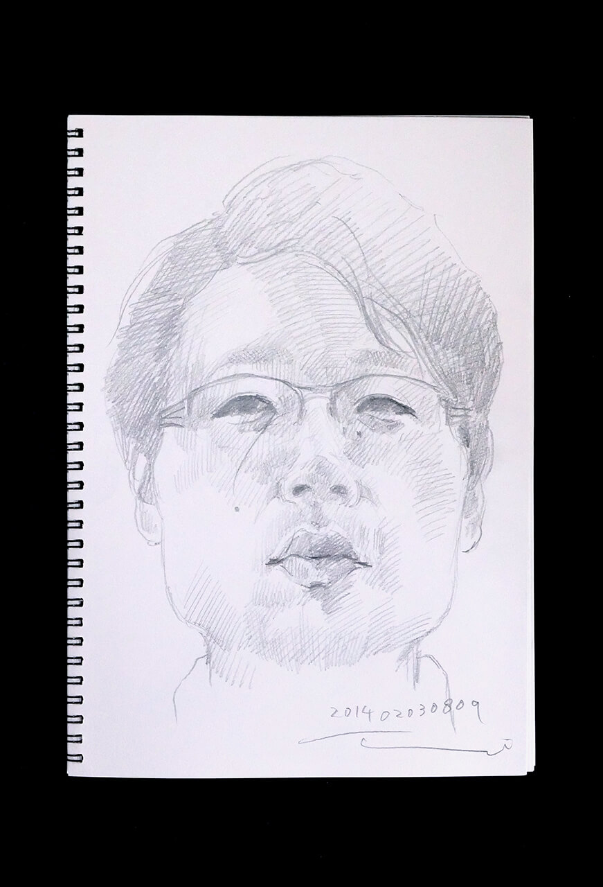 Contemporary artist SHINTAKU Tomoni's 2014/2/3 Self-portrait or pencil drawing
