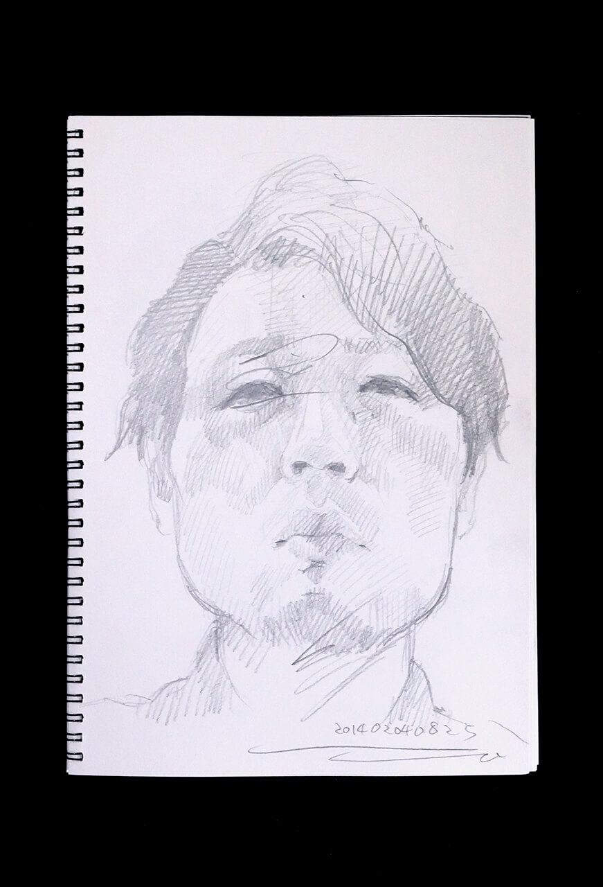 Contemporary artist SHINTAKU Tomoni's 2014/2/4 Self-portrait or pencil drawing