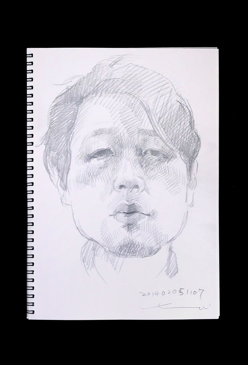 Contemporary artist SHINTAKU Tomoni's 2014/2/5 Self-portrait or pencil drawing