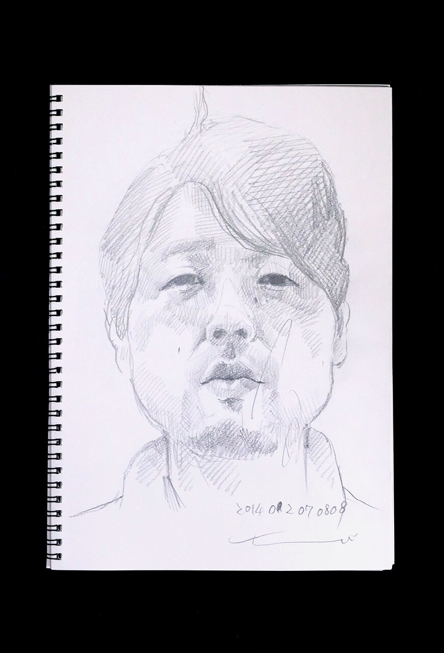 Contemporary artist SHINTAKU Tomoni's 2014/2/7 Self-portrait or pencil drawing