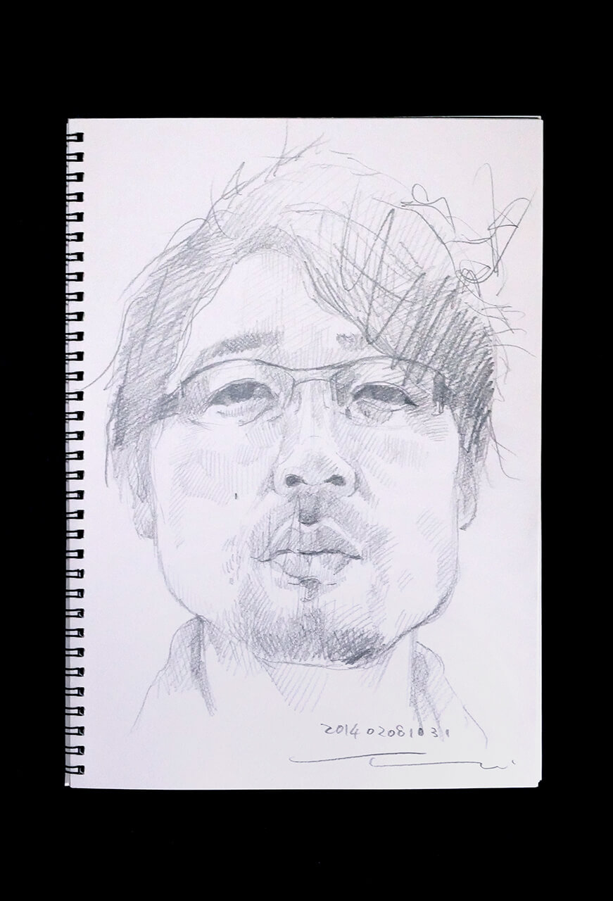 Contemporary artist SHINTAKU Tomoni's 2014/2/8 Self-portrait or pencil drawing
